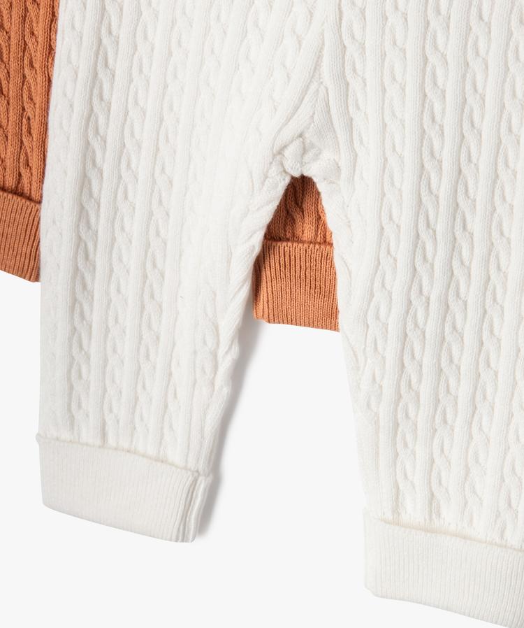 Lot de 2 pantalons torsadés blanc et marron clair