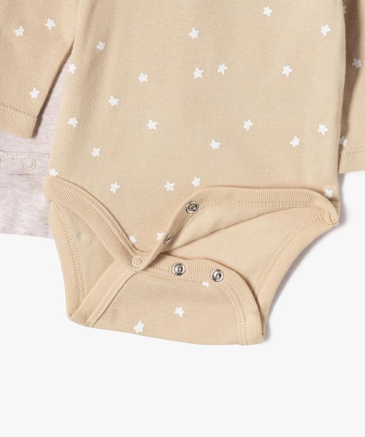 Lot de 3 bodys ML beige à motifs célestes