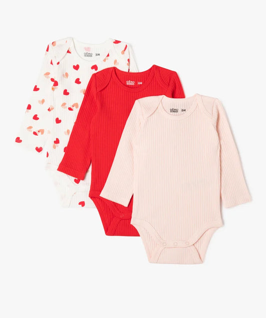 Lot de 3 bodys ML rouge et rose. Dakar-Sénégal