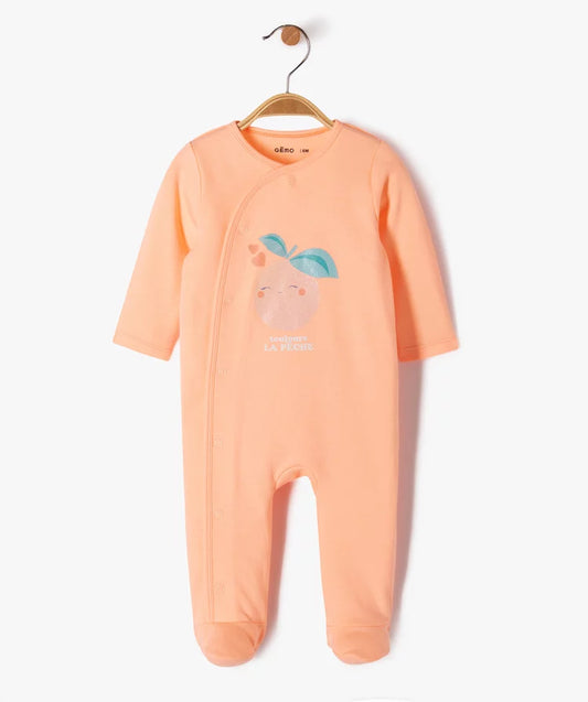 Grenouillère orange avec motif Pêche