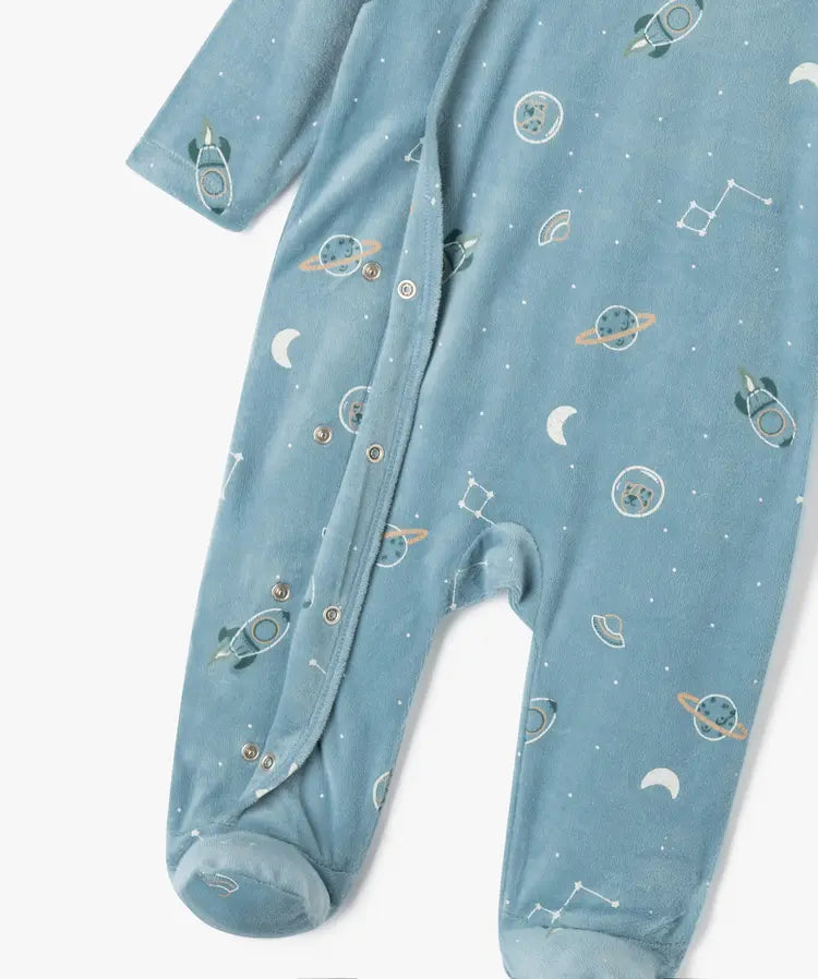 Grenouillère bleu en velours