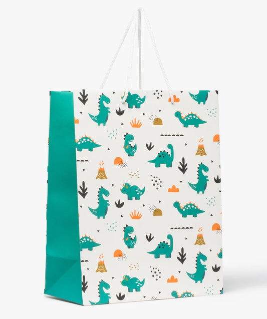 Pochette cadeau bébé avec motifs dinosaures en papier recyclé