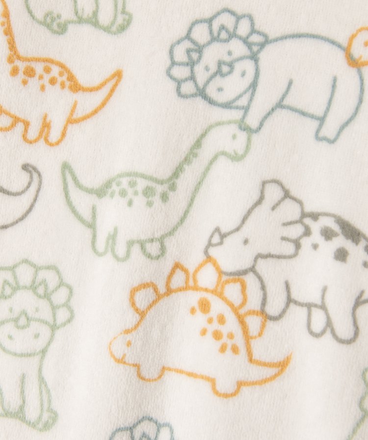 Grenouillère écru en velous à motifs dinosaures