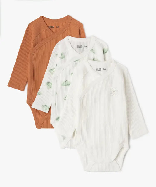 Lot de 3 bodys kimono ML marron et écr. Filou & Loulou.  Dakar-Sénégal