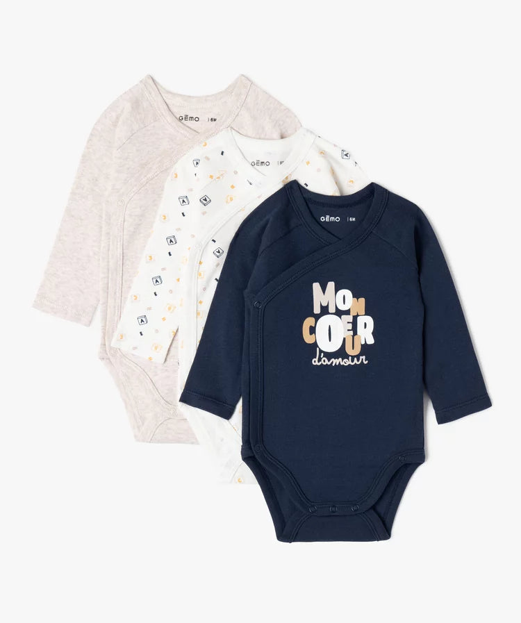 Lot de 3 bodys kimono ML blanc et bleu marine en coton bio .Gémo
Filou et Loulou
Dakar-Sénégal