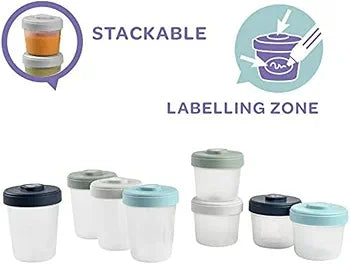 Lot de 8 pots de conservation clip(4×150ml et 4×250ml),BÉABA