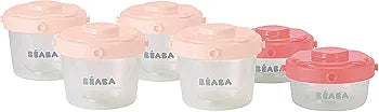 Lot de 6 pots de conservation clip,(2×60ml et 4×120ml)1er âge.BÉABA