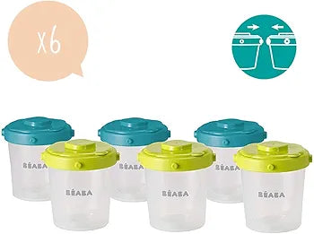 Lot de 6 pots de conservation clip,200ml. BÉABA