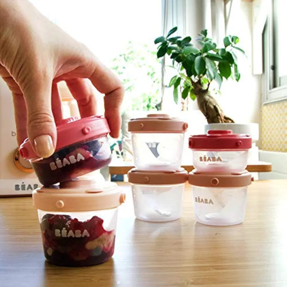 Lot de 6 pots de conservation clip,(2×60ml et 4×120ml)1er âge.BÉABA