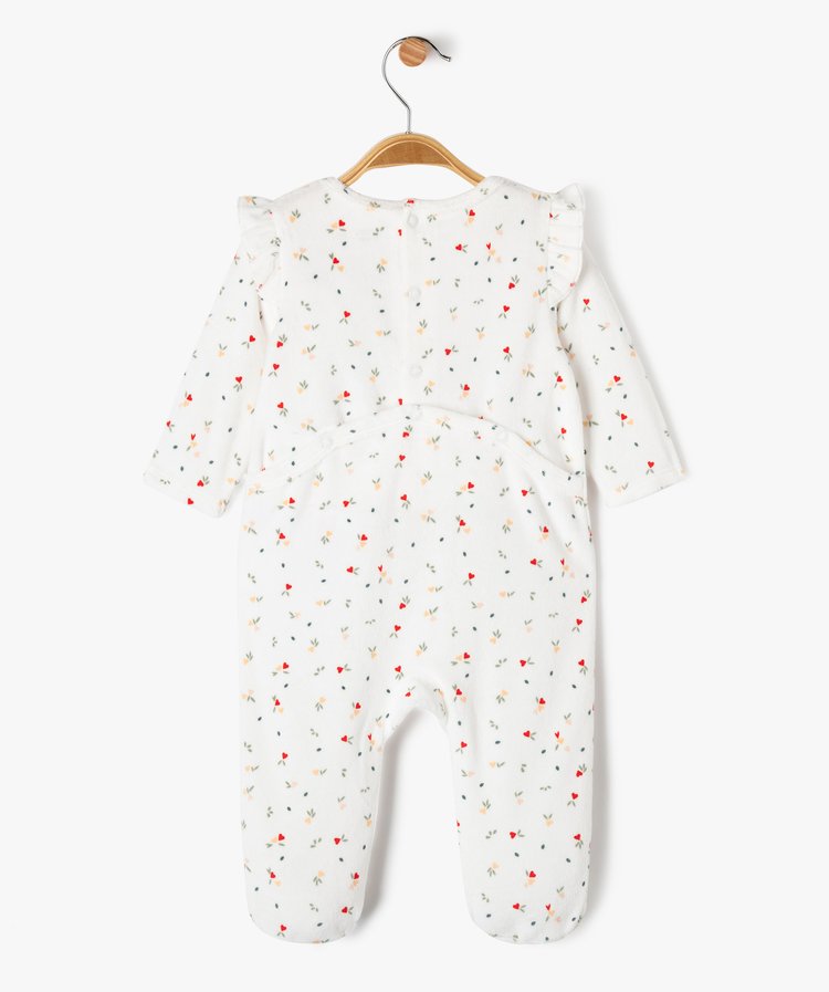 Grenouillère blanc en velours  avec motifs cœurs