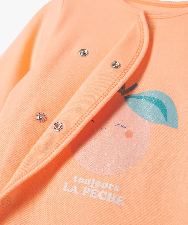 Grenouillère orange avec motif Pêche