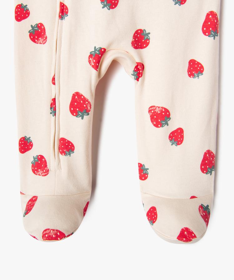 Grenouillère beige à motifs fraises