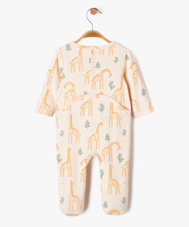 Grenouillère écru à motifs girafes et touches pailletées