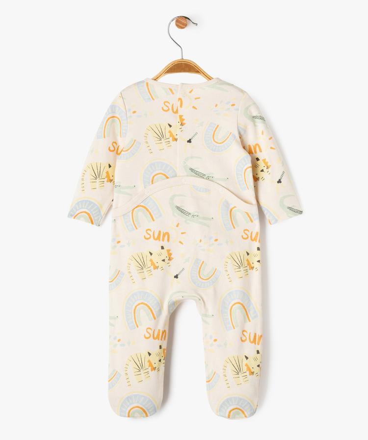Grenouillère beige à motifs fun