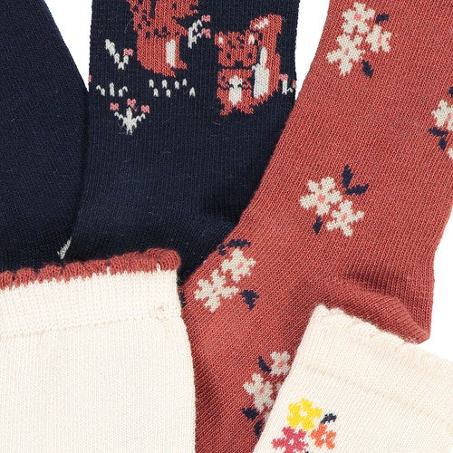 Lot de 5 paires de Chausettes brique, rose, bleu marine,écru