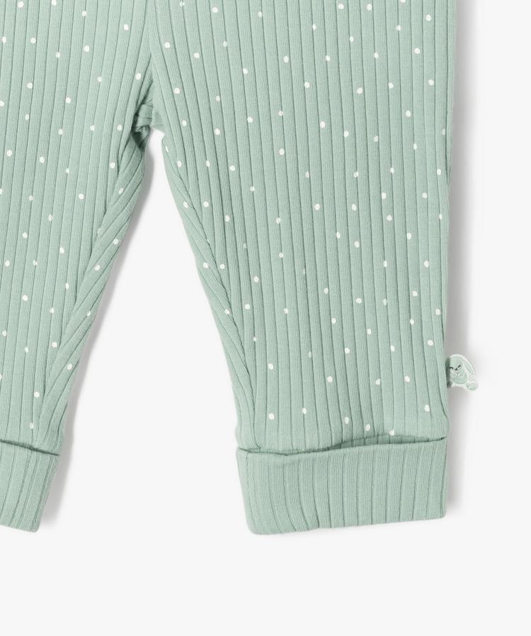 Kit naissance évolutif 3pièces:body ML,pantalon et bonnet blanc et vert d'eau