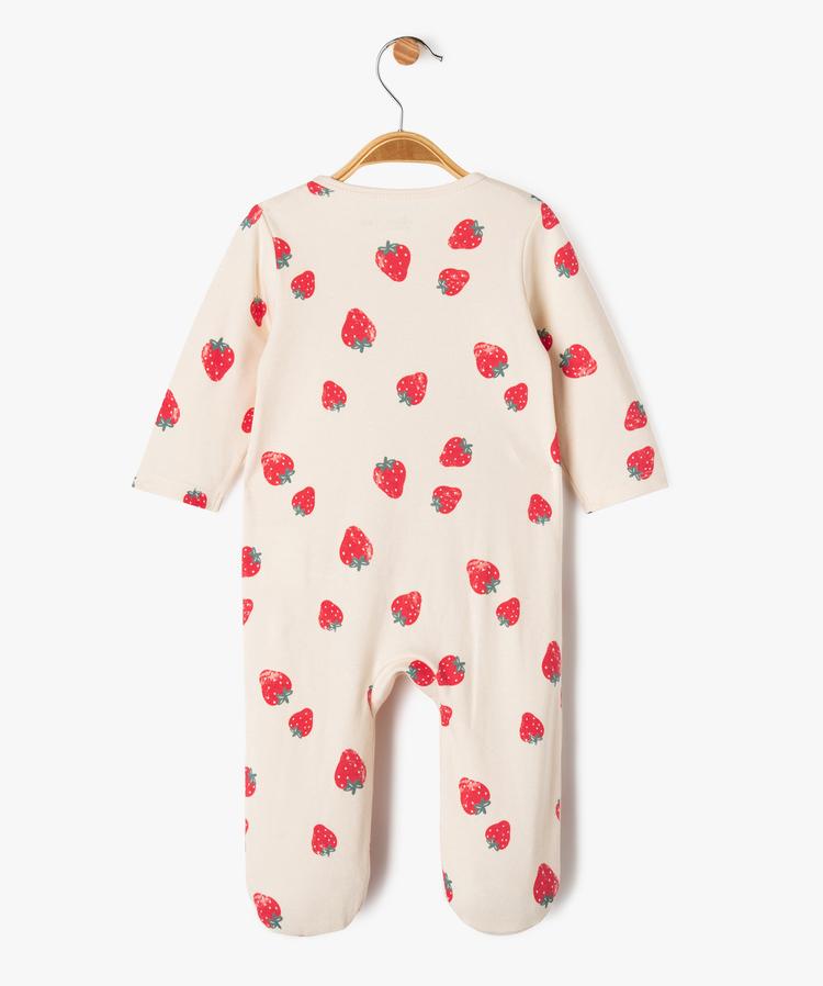 Grenouillère beige à motifs fraises