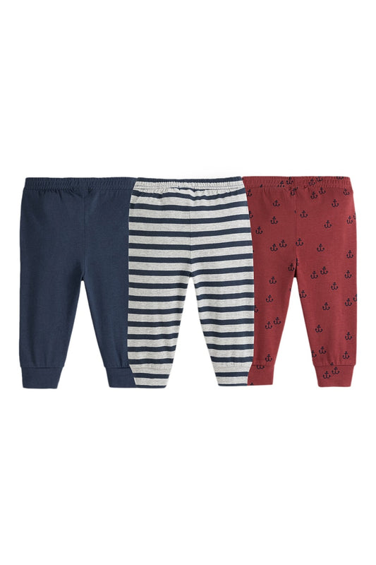 Lot de 3 pantalons bleu et rouge