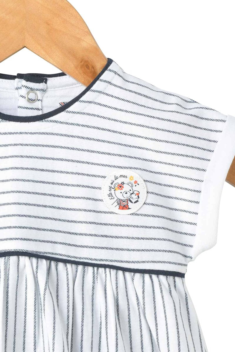 Ensemble Robe et bloomer à rayures blanc et bleu