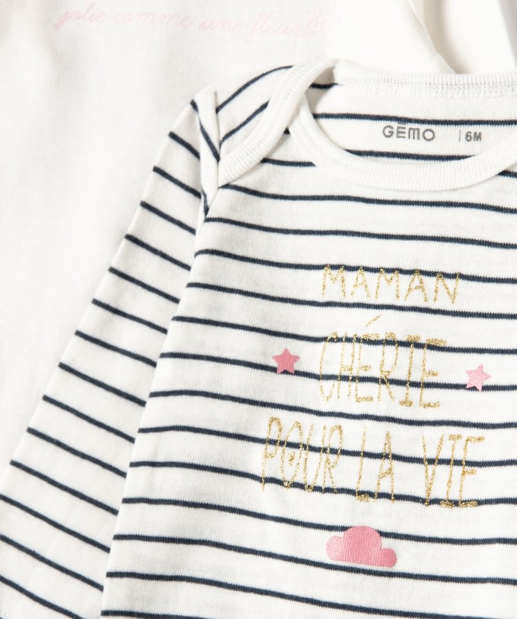 Lot de 3 bodys ML, noir,blanc et rose