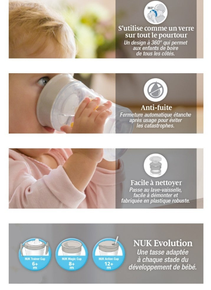 Tasse d'apprentissage/Magic Cup blanc/gris 8mois et +Nuk
