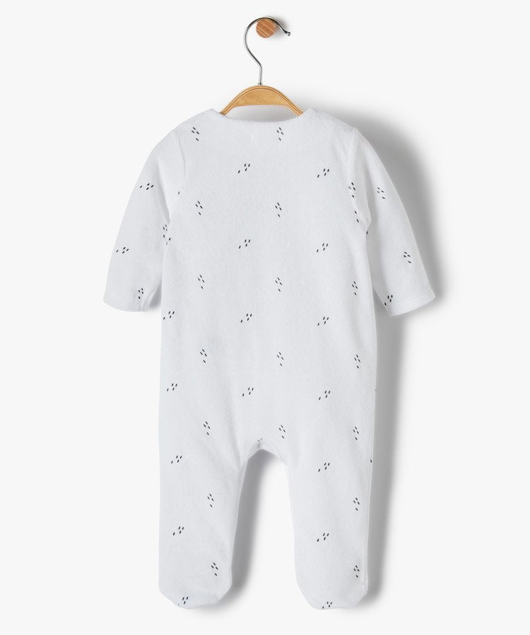 Grenouillère blanc en velours à motifs animal