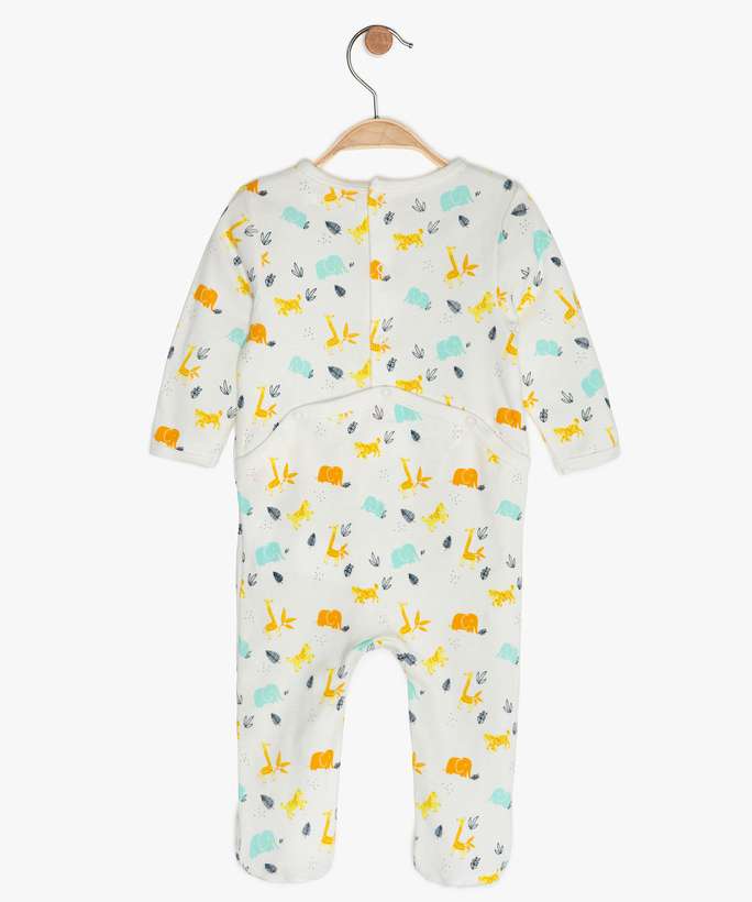 Grenouillère en jersey imprimré motif animaux multicolores