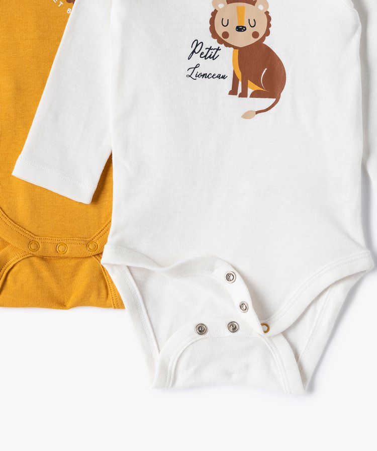 Lot de 3 bodys ML , noir, jaune et blanc à motif lion