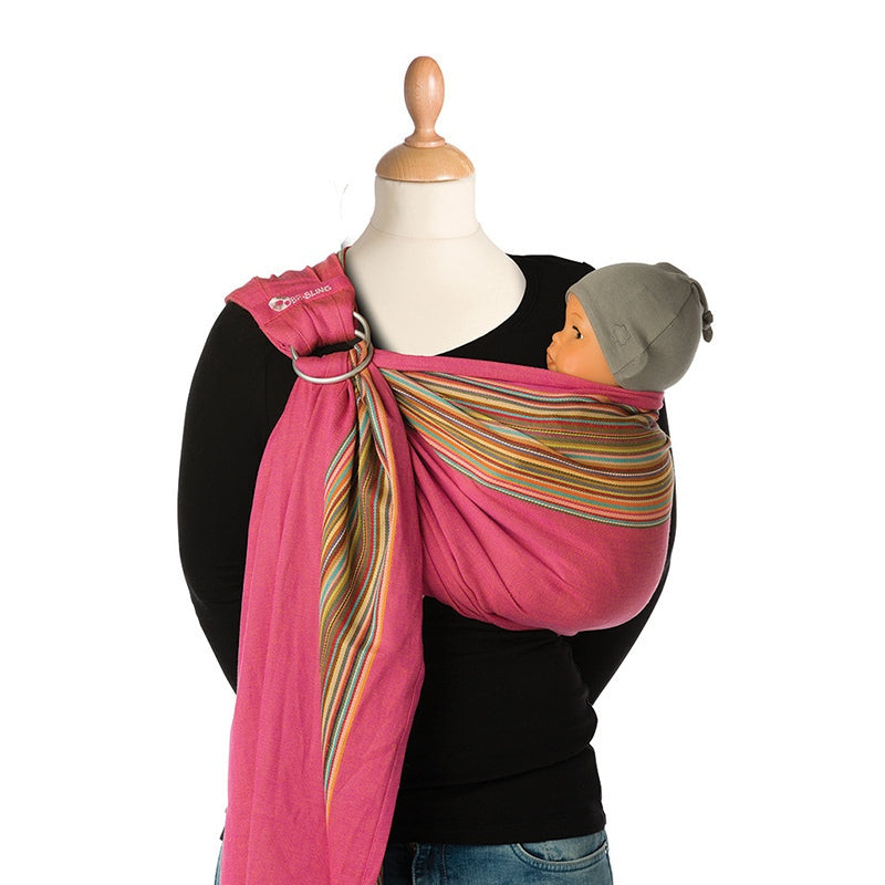 Écharpe de portage 560cm avec anneaux rose poivre ,Ring sling de Babylonia