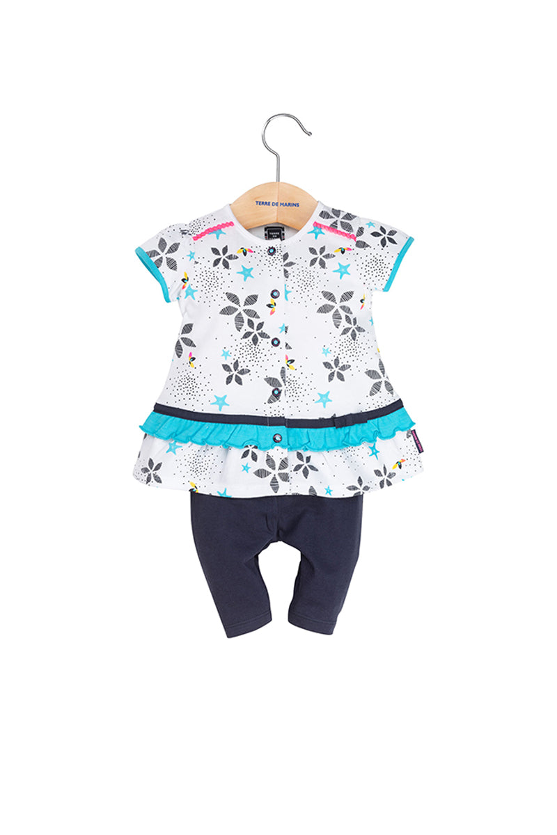 Ensemble Tunique et leggings - Blanc et bleu marine