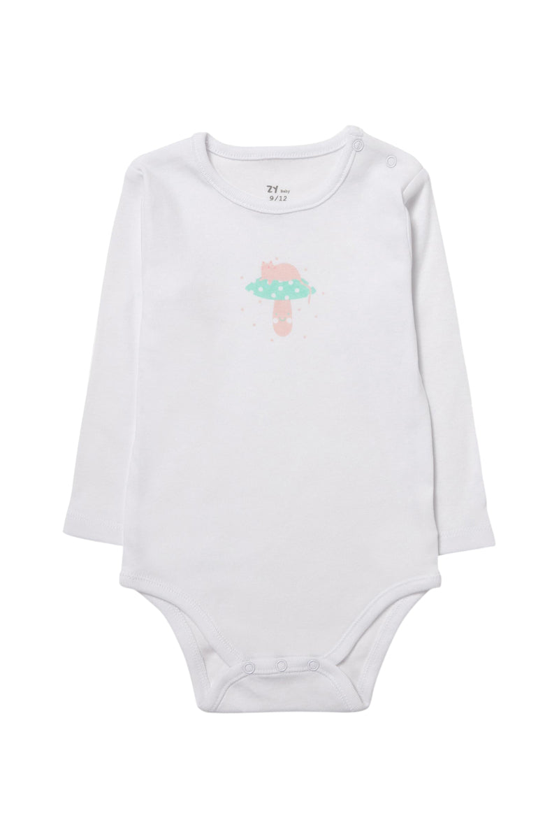 Ensemble 3 pièces Blanc, saumon et rose : 2 Bodys ML et 1 pantalon à pieds