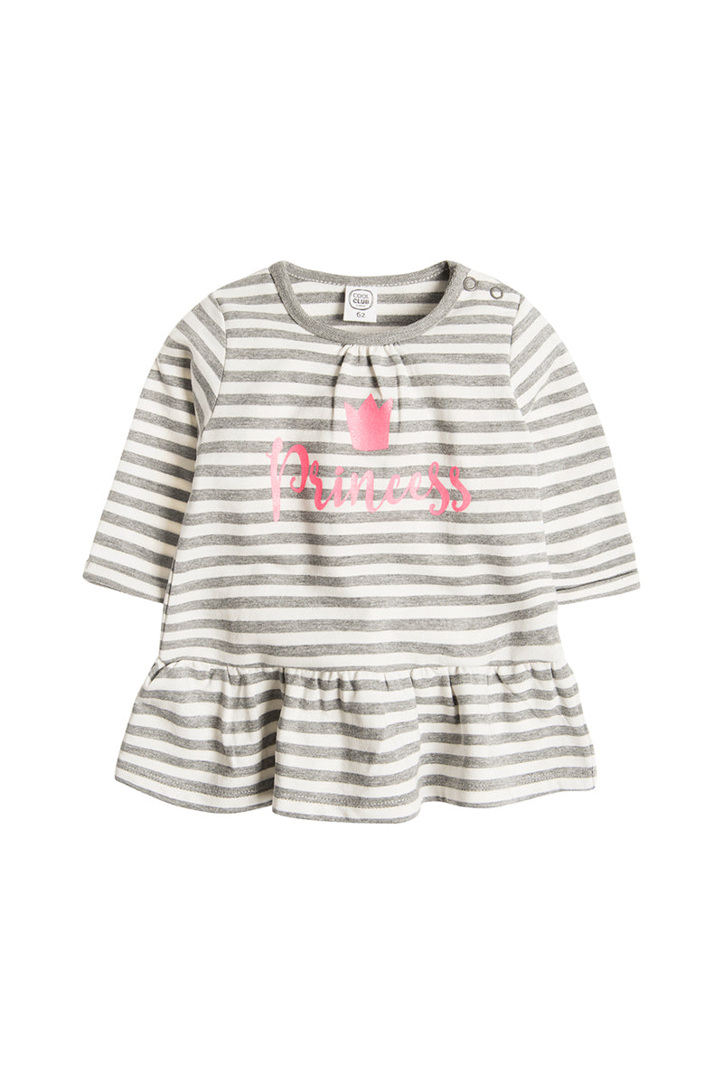 Robe rayée Gris clair chiné et écru