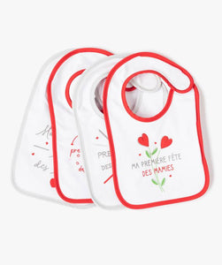 Lot de 4 Bavoirs à bébé en coton à motifs "Ma première fête"