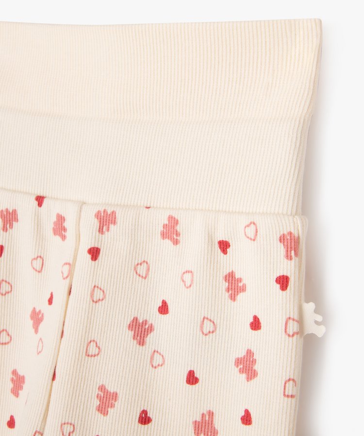 Kit naissance évolutif 3pièces: body ML, pantalon et bonnet ,écru et rose