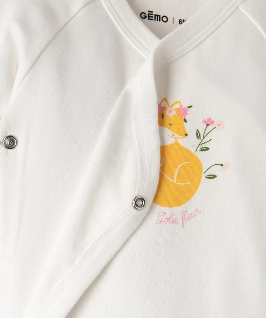 Kit naissance 3 pièces:grenouillère (moufles intégrées,body ML et bonnet rose et blanc
