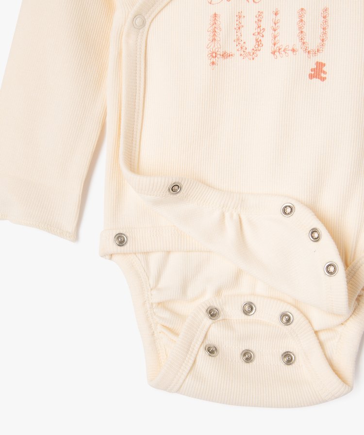 Kit naissance évolutif 3pièces: body ML, pantalon et bonnet ,écru et rose