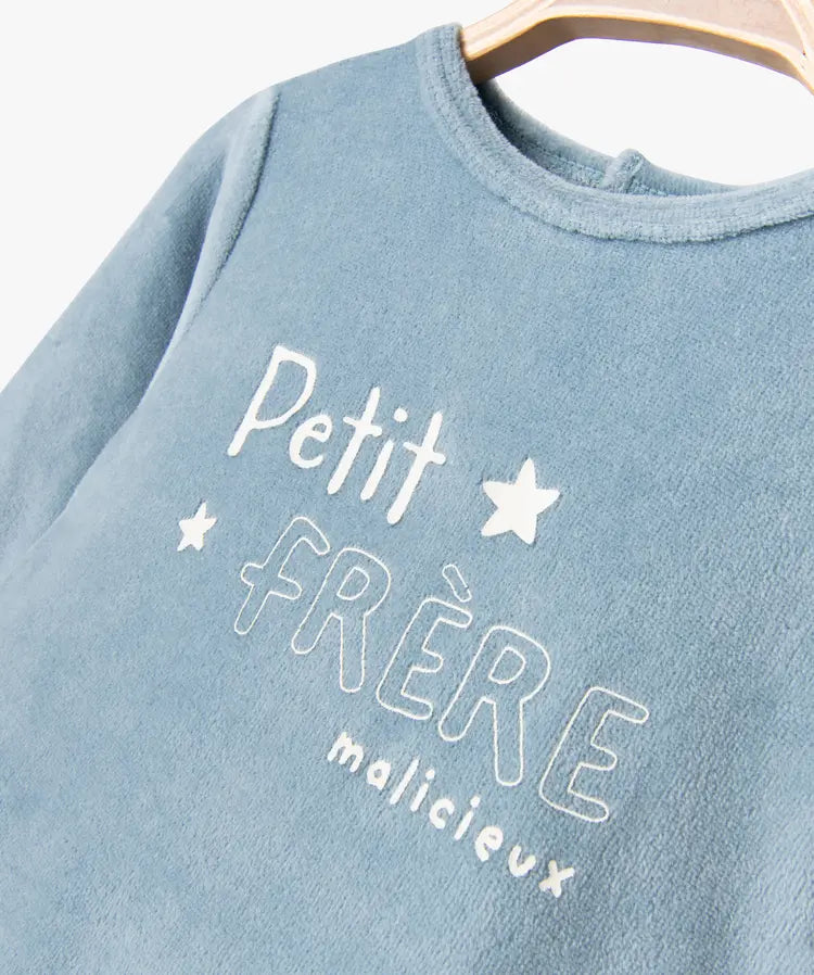 Grenouillère bleu clair en velours