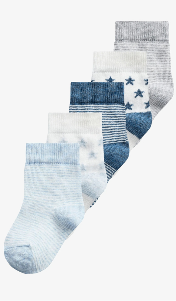 Lot de 5 paires de Chaussettes bleu et blanc