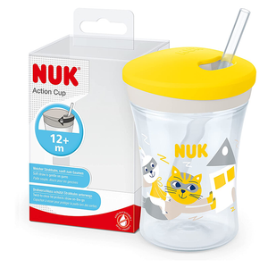 Tasse d'apprentissage Nuk action cup paille 12M 230ml jaune Dakar-Sénégal Filou et Loulou 