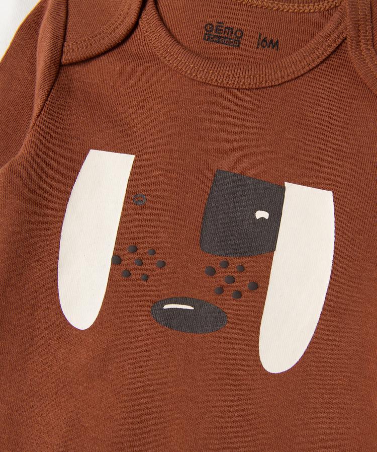 Lot de 3 bodys ML écru et marron en coton biologique