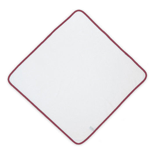 Sortie de bain blanc/rouge 75cmx75cm avec capuche et gant assorti,Naf Naf