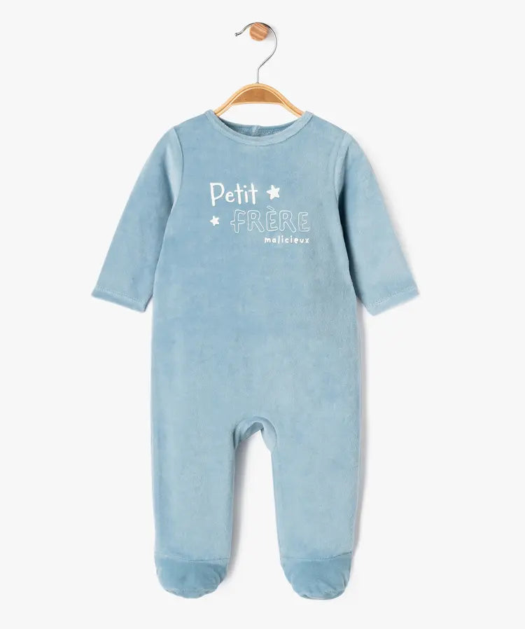 Grenouillère bleu clair en velours