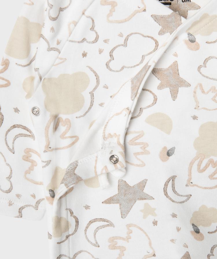 kit naissance blanc et marron de 7pièces : bonnet,grenouillère,pantalon,brassière,body,bavoir et sac