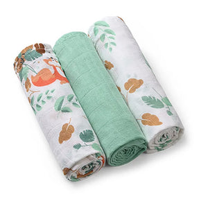 Lot de 3 langes vert en mousseline de coton ,Babyono