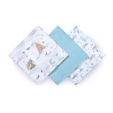 Lot de 3 langes bleu en bambou 70x70cm, Babyono