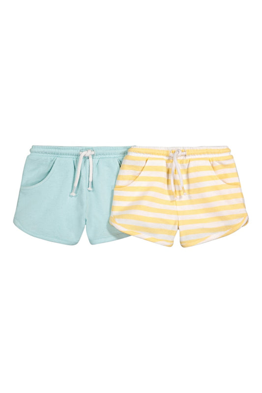 Lot de 2 shorts bleu et jaune