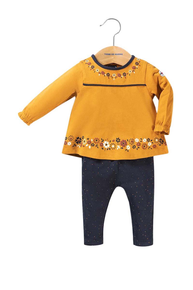 Ensemble tunique et legging jaune et bleu marine. Filou et Loulou.  Dakar-Sénégal 