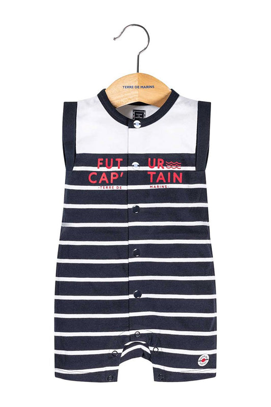 Combishort blanc et bleu marine. TERRE DE MARINS. Filou et Loulou. Dakar-Sénégal. 