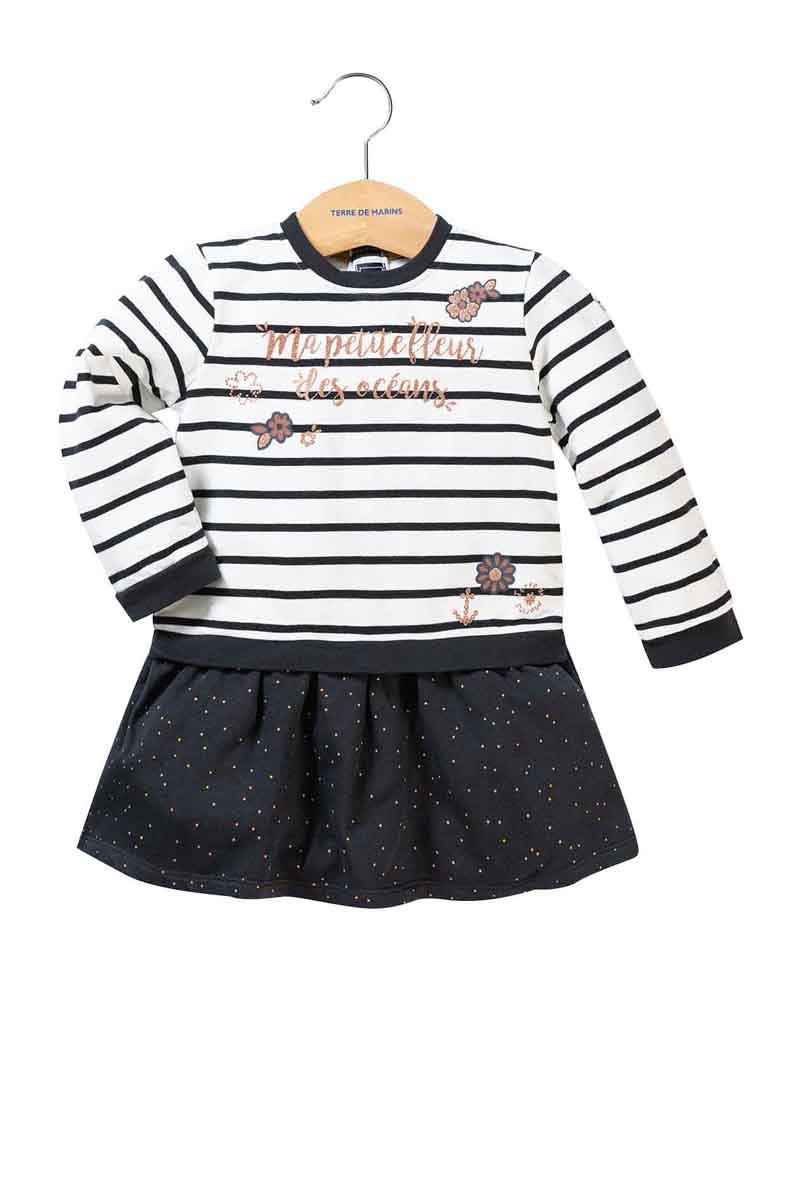 Robe paillettes manches longues bleu marine. TERRE DE MARINS. Filou et Loulou. Dakar-Sénégal.