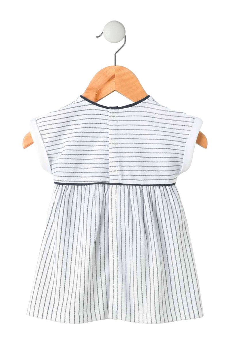 Ensemble Robe et bloomer à rayures blanc et bleu